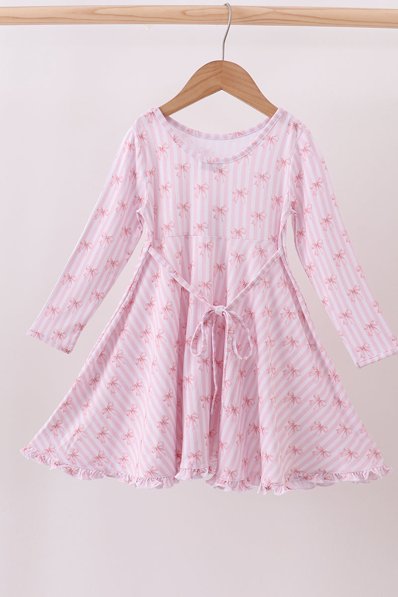 Blush Bow Stripe Dress