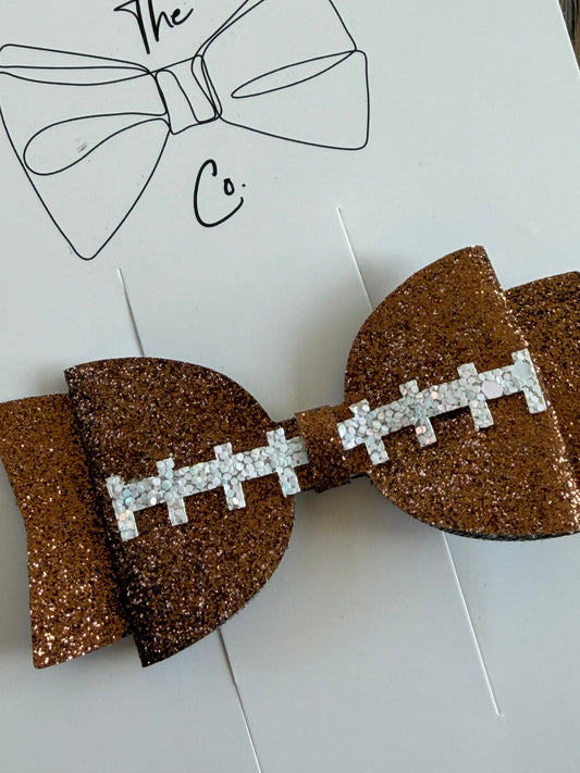 Football Glitter Bow Clippie