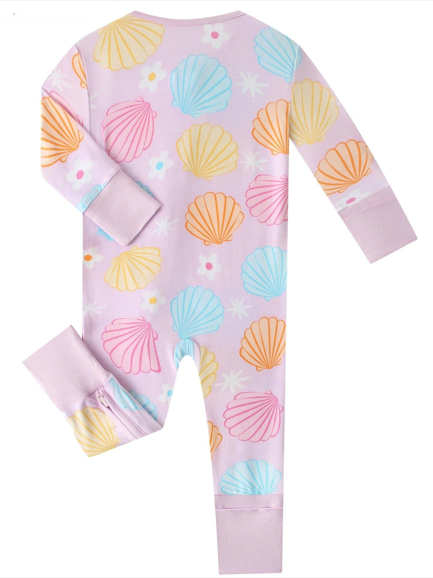 Seashell Bamboo Baby Convertible Zippy Romper