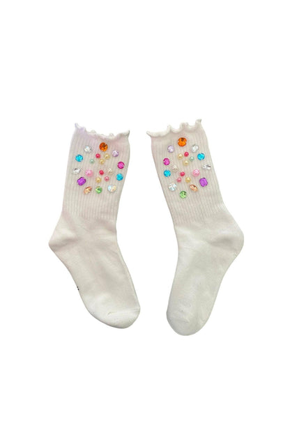 Three Wildflower Designs - Multi-colored Gem High Socks