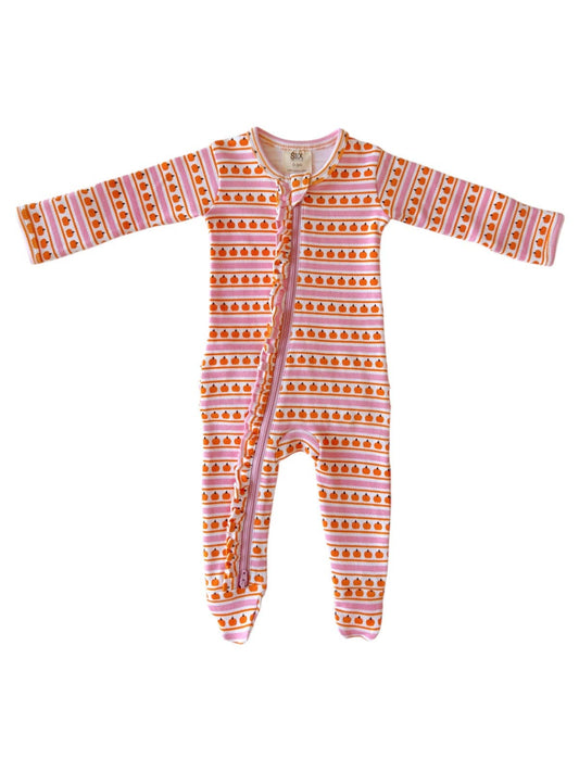 Pumpkin Stripe Pink Zippy Romper