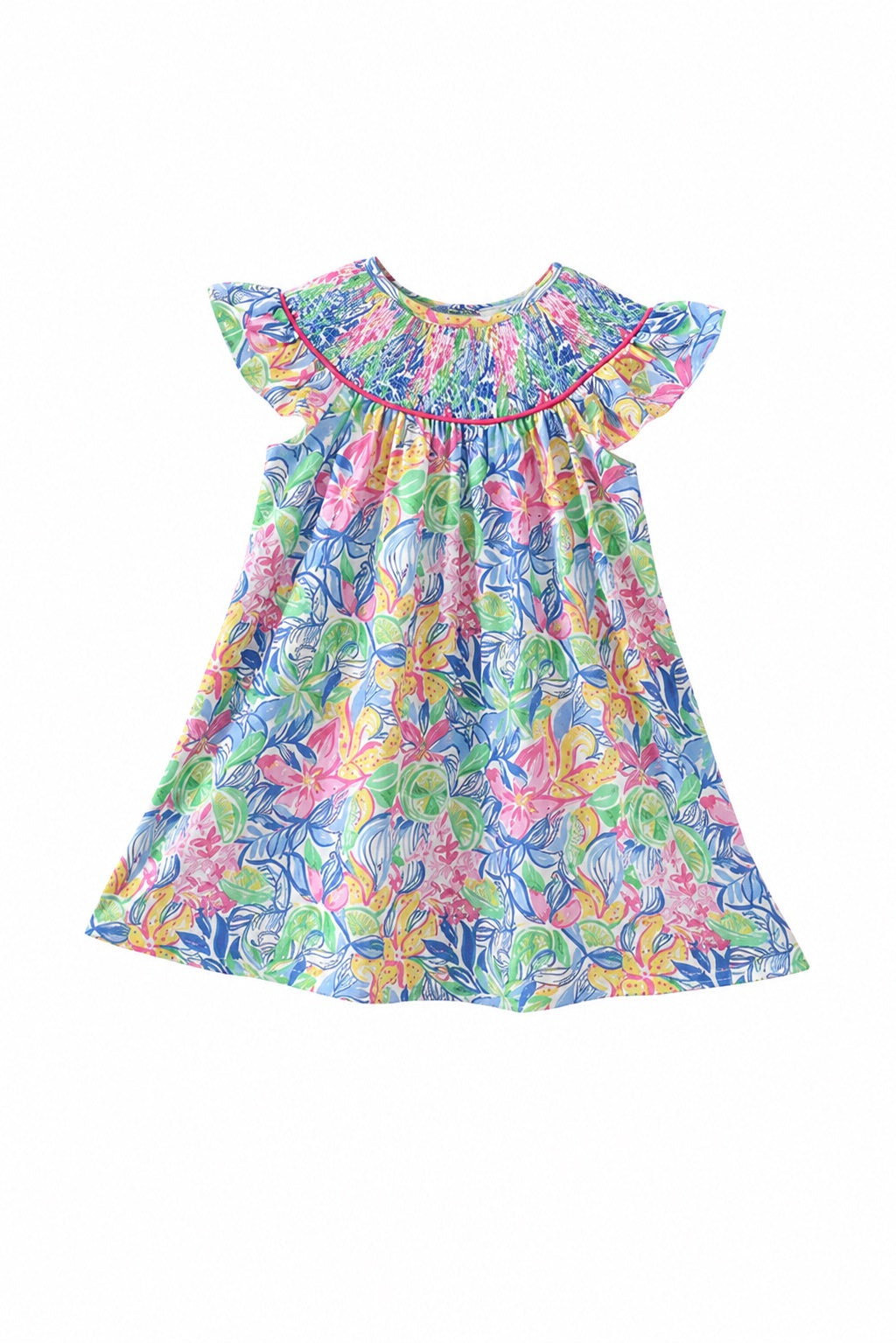 Tropical Floral Ruffle Dress