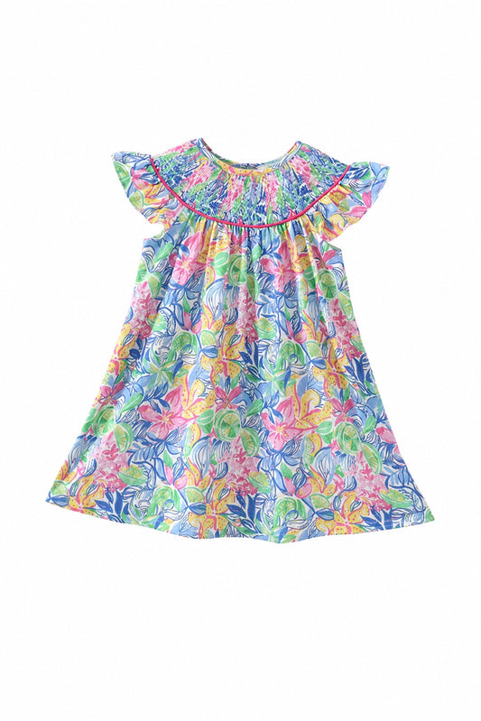 Tropical Floral Ruffle Dress