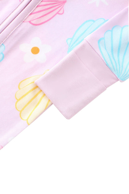 Seashell Bamboo Baby Convertible Zippy Romper