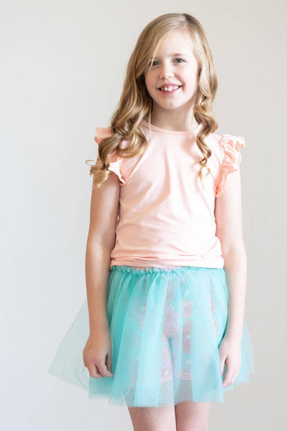 Mila & Rose - Peach S/S Ruffle Tee