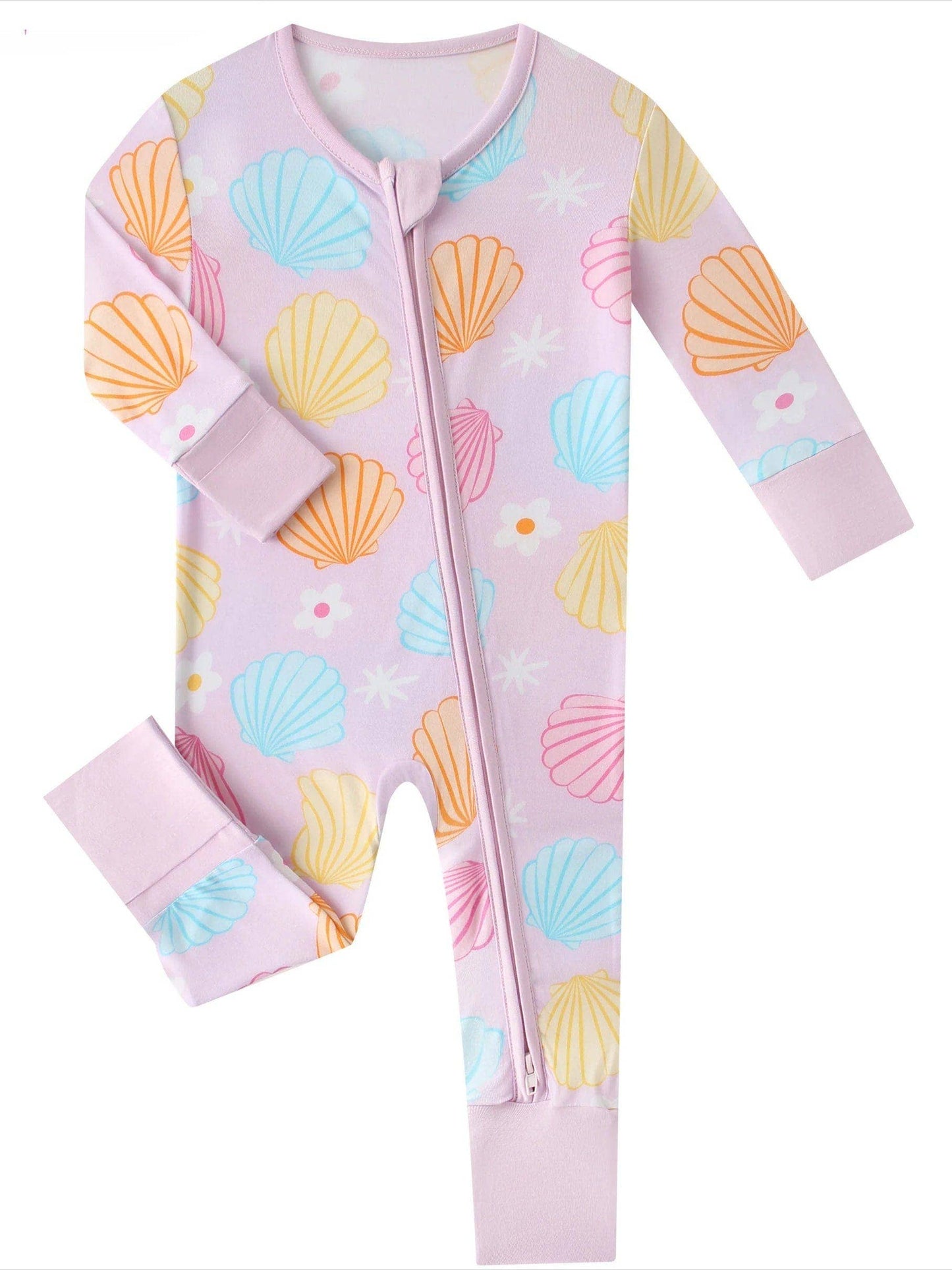 Seashell Bamboo Baby Convertible Zippy Romper