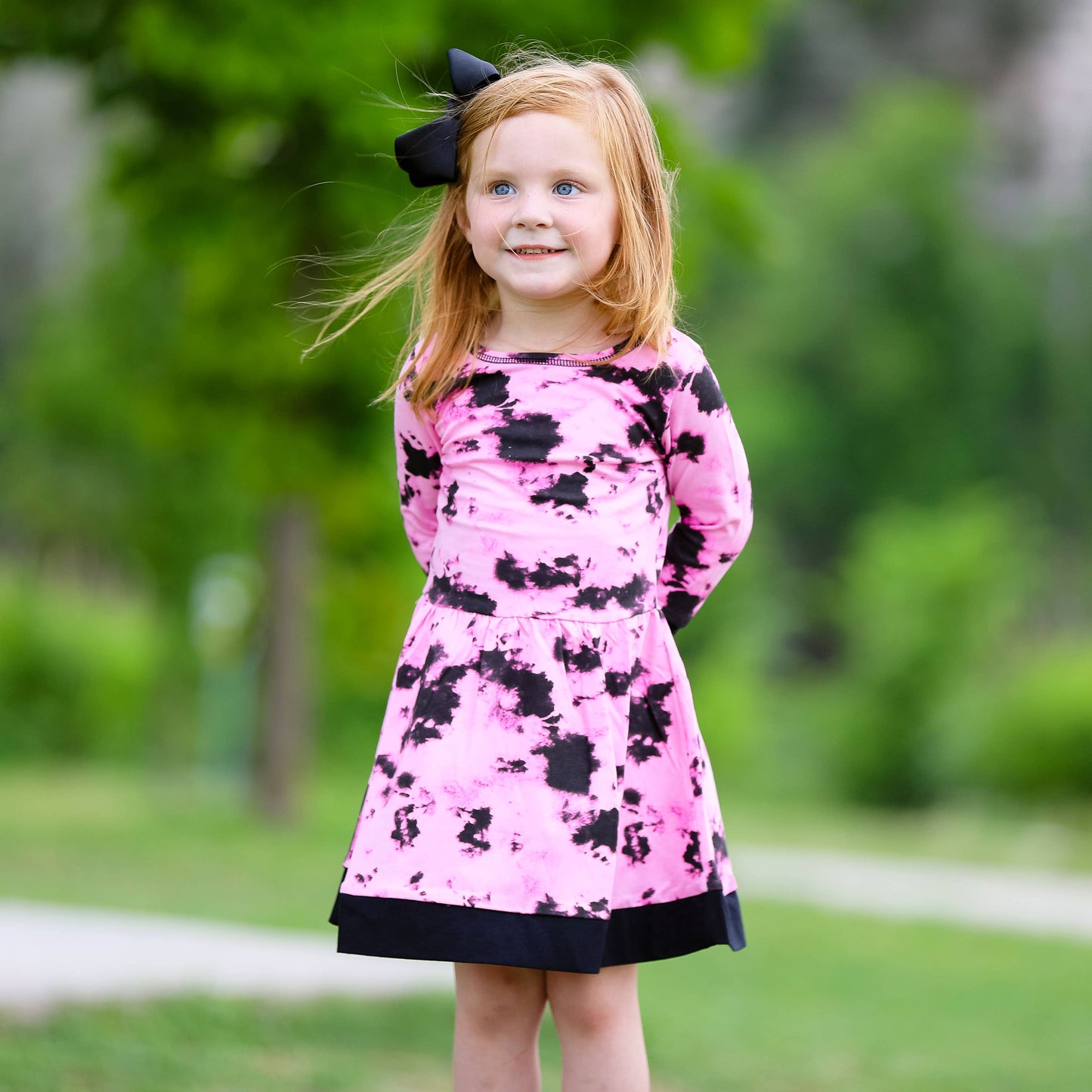 Pink & Black Groovy Girls Tie Dye Dress