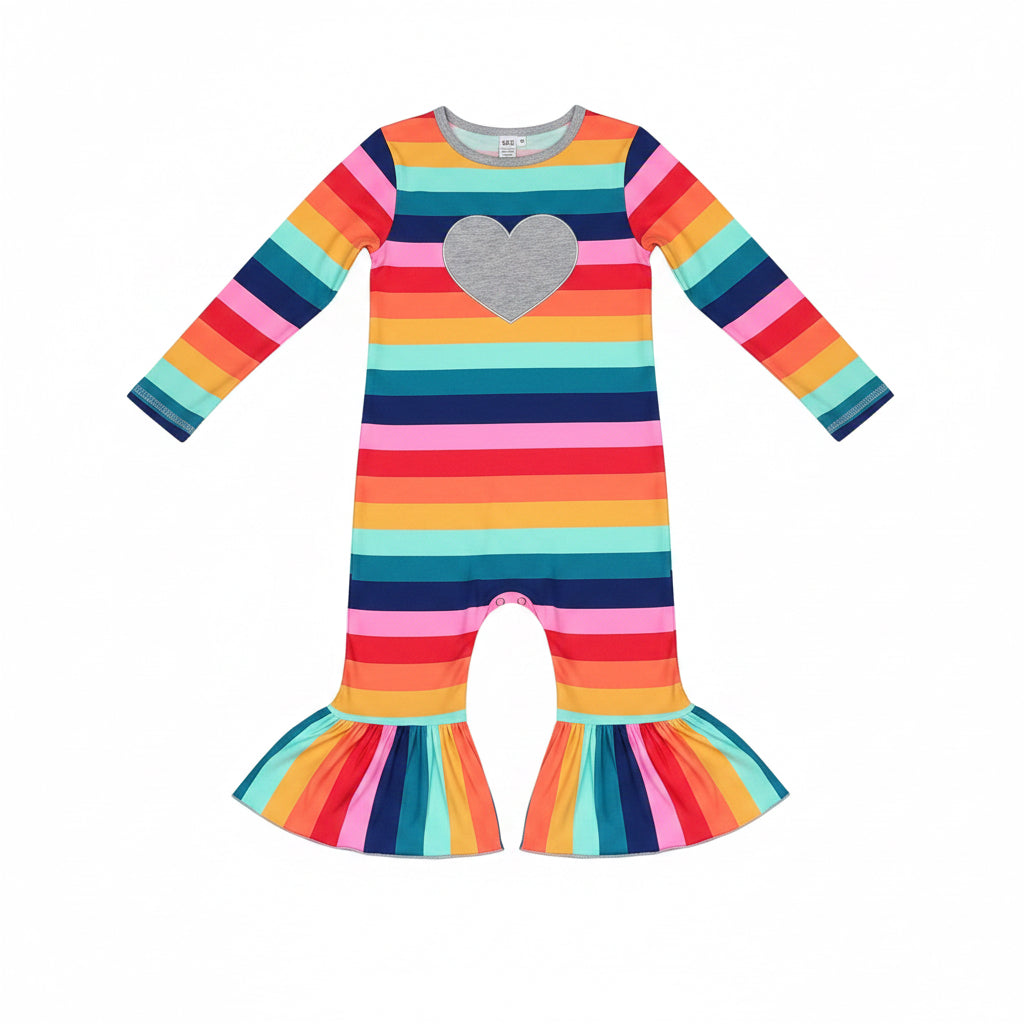 Rainbow Heart Bell Romper
