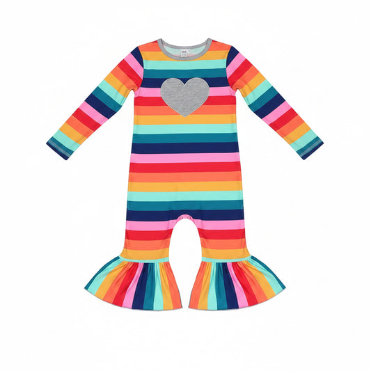Rainbow Heart Bell Romper