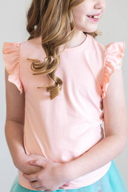 Mila & Rose - Peach S/S Ruffle Tee