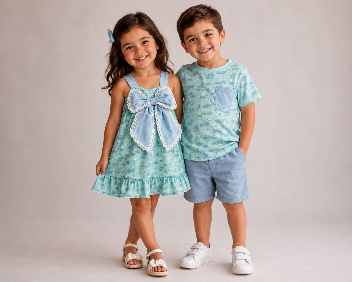 Beach Print Ruffle Dress