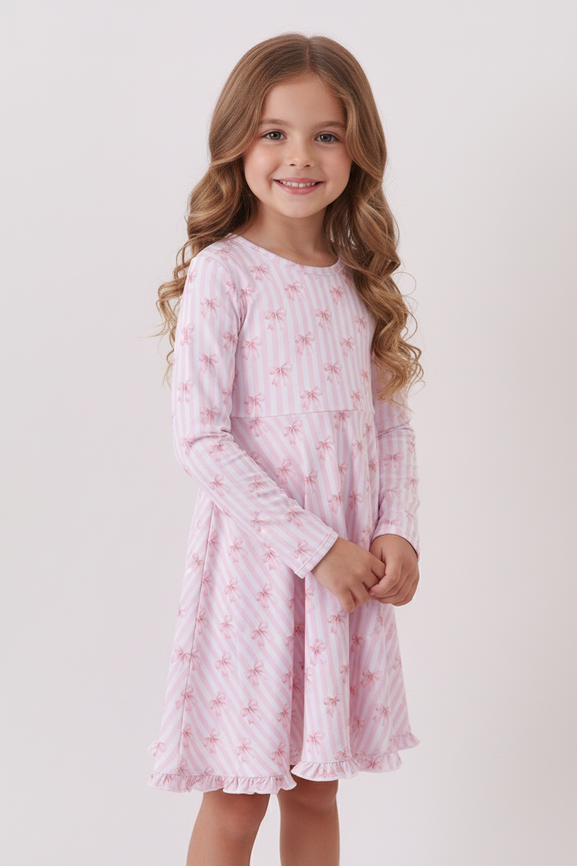 Blush Bow Stripe Dress