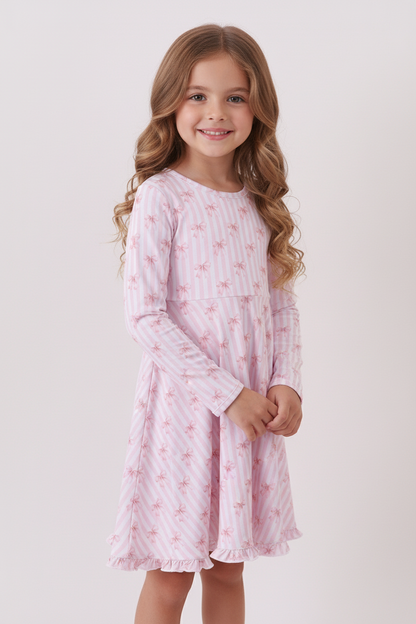 Blush Bow Stripe Dress