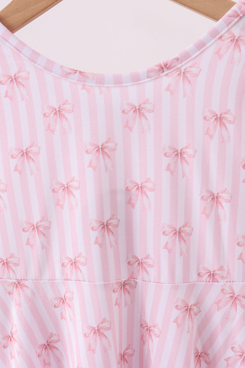 Blush Bow Stripe Dress