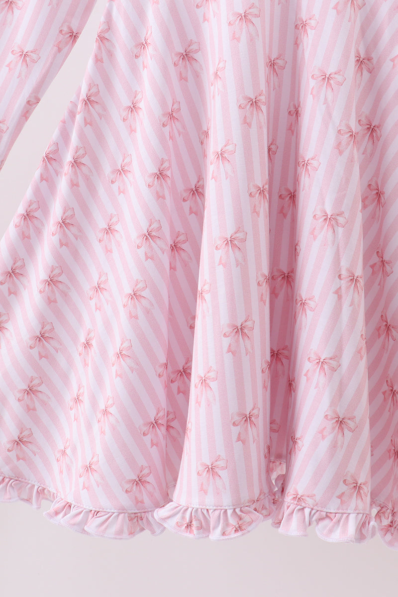 Blush Bow Stripe Dress