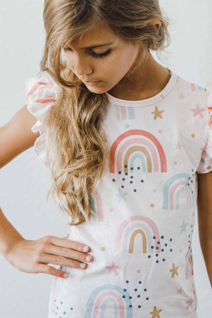 Mila & Rose - Over the Rainbow S/S Ruffle Tee: 5/6
