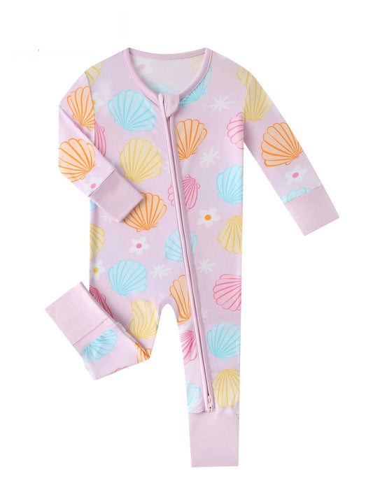 Seashell Bamboo Baby Convertible Zippy Romper