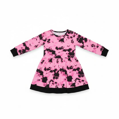 Pink & Black Groovy Girls Tie Dye Dress