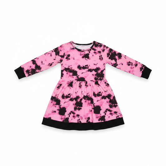Pink & Black Groovy Girls Tie Dye Dress