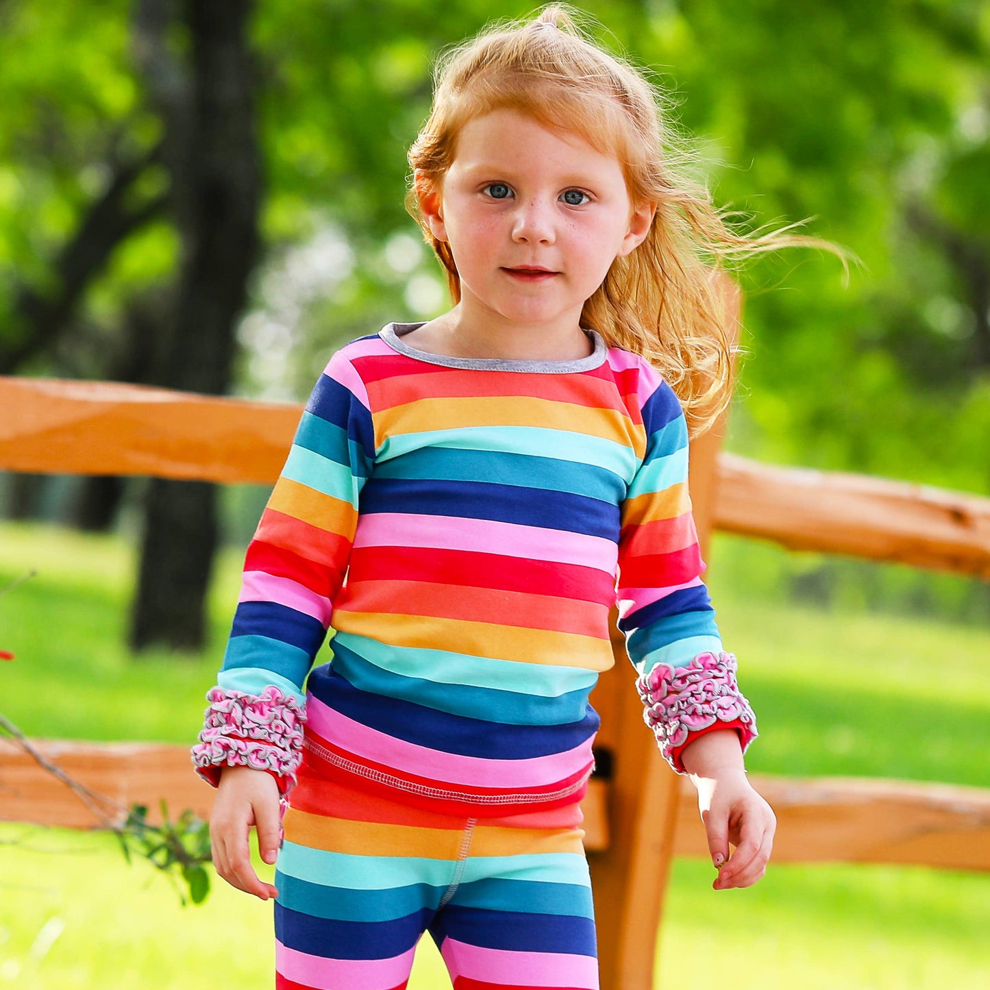 Girls Rainbow Ruffle T-shirt Clothing Embroidery Blanks