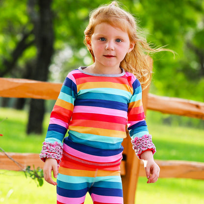 Girls Rainbow Ruffle T-shirt Clothing Embroidery Blanks