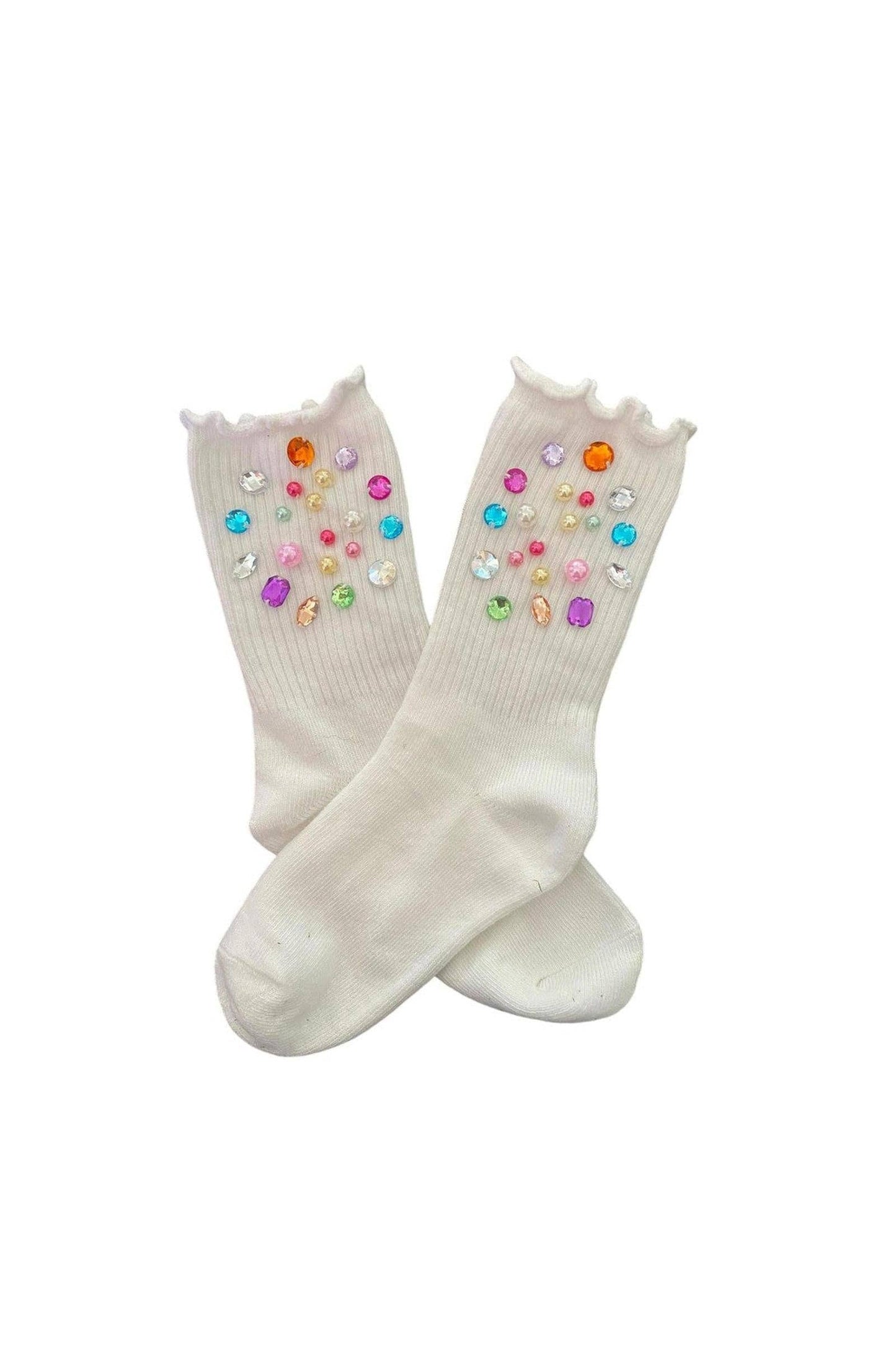 Three Wildflower Designs - Multi-colored Gem High Socks