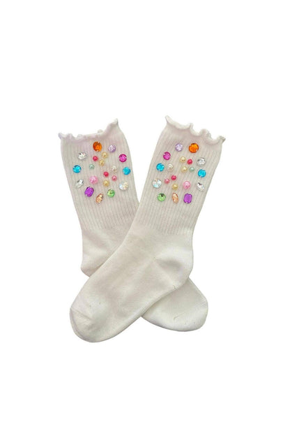 Three Wildflower Designs - Multi-colored Gem High Socks
