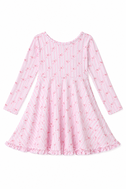 Blush Bow Stripe Dress