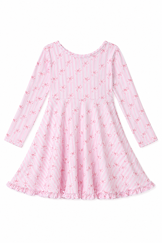 Blush Bow Stripe Dress