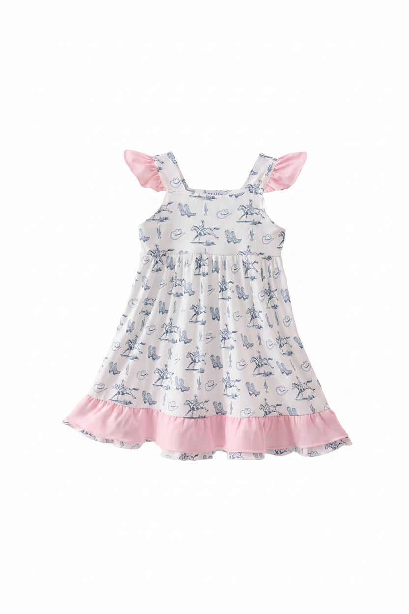 Pink Cowboy Ruffle Dress