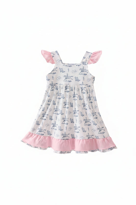Pink Cowboy Ruffle Dress