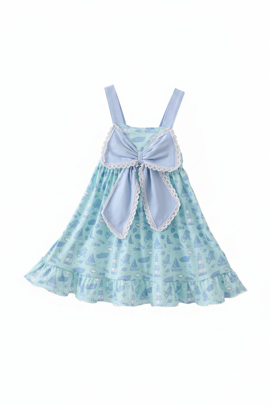 Beach Print Ruffle Dress