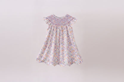 Purple Floral Smocked Dress