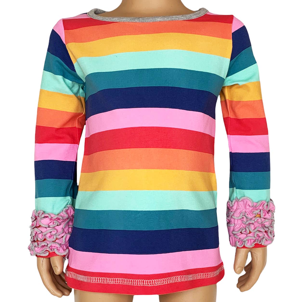 Girls Rainbow Ruffle T-shirt Clothing Embroidery Blanks