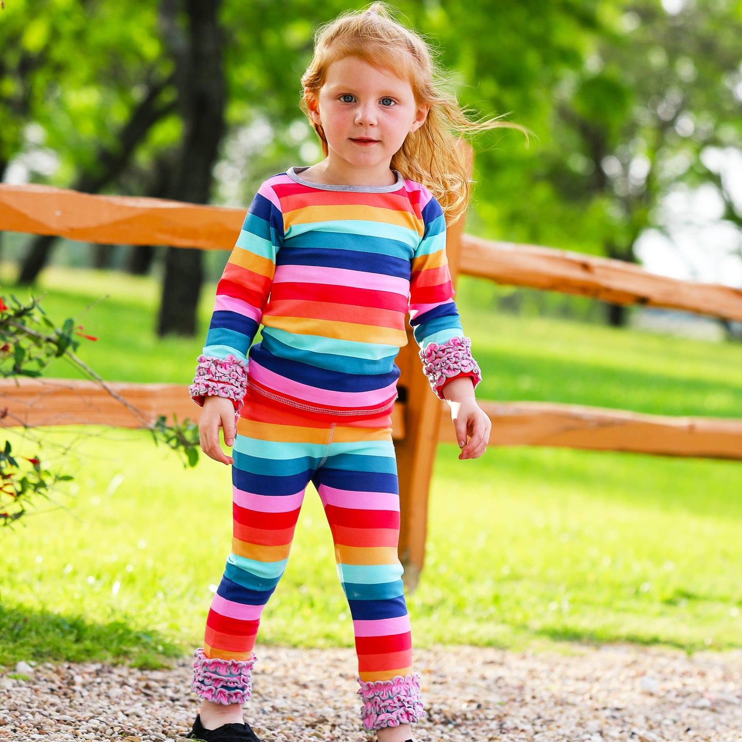 Girls Rainbow Ruffle T-shirt Clothing Embroidery Blanks
