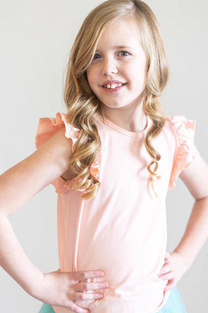 Mila & Rose - Peach S/S Ruffle Tee