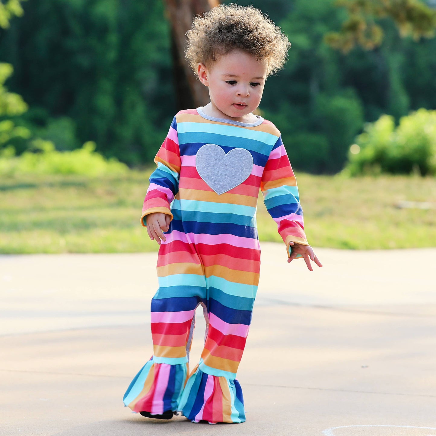 Rainbow Heart Bell Romper