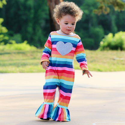 Rainbow Heart Bell Romper