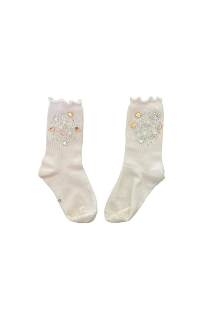 Three Wildflower Designs - Silver and Gold Gem High Socks