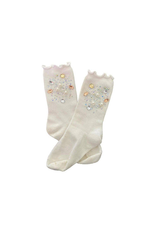Three Wildflower Designs - Silver and Gold Gem High Socks