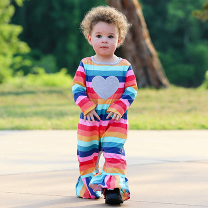 Rainbow Heart Bell Romper