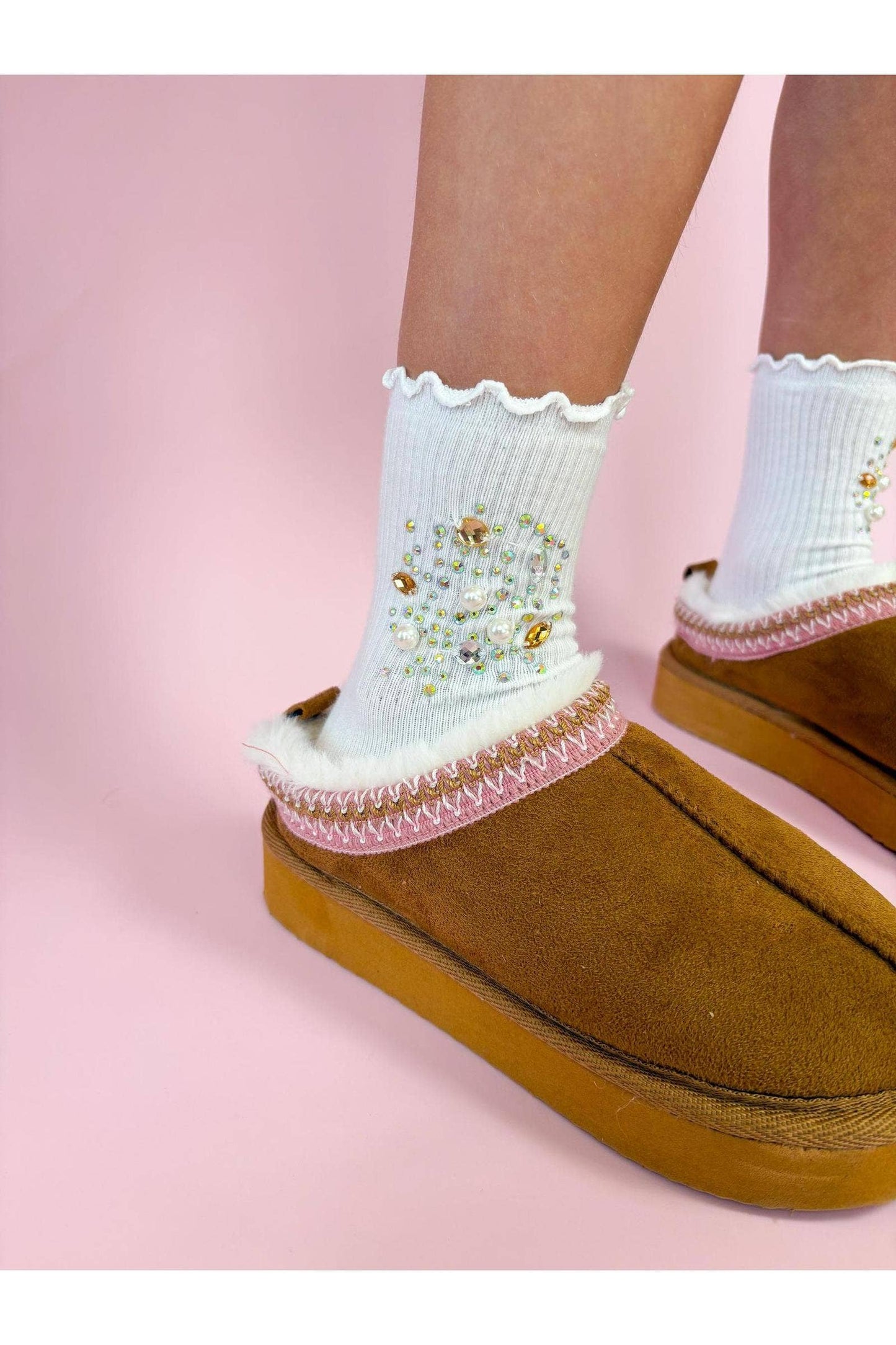 Three Wildflower Designs - Silver and Gold Gem High Socks
