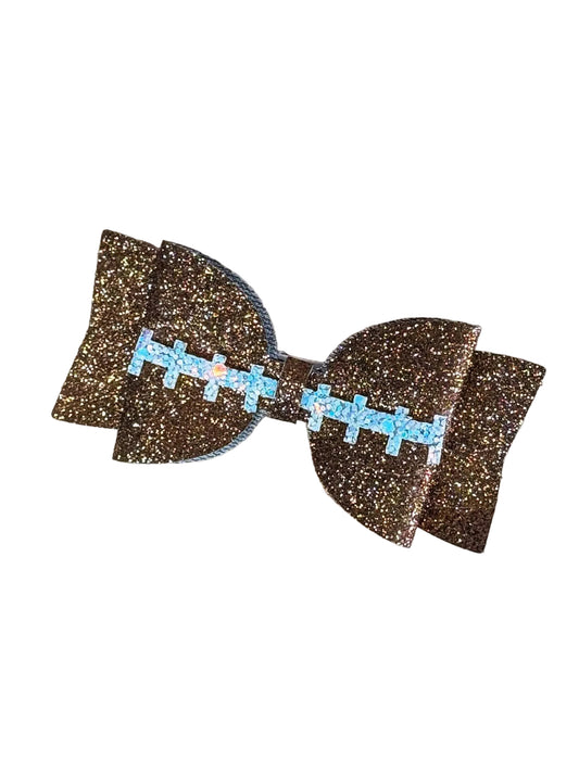 Football Glitter Bow Clippie